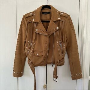 Faux Suede Fringe Jacket